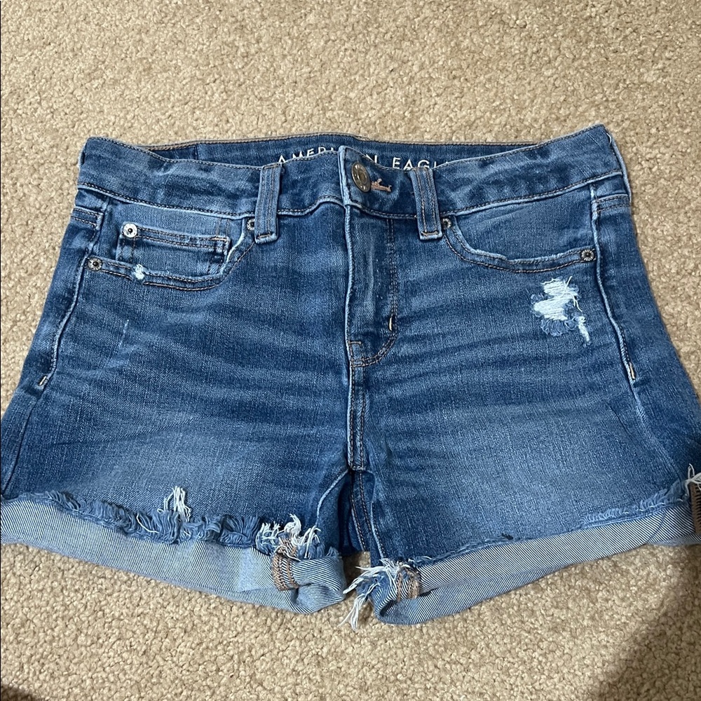 American Eagle Outfitters Blue Distressed Denim Cutoff Shorts
